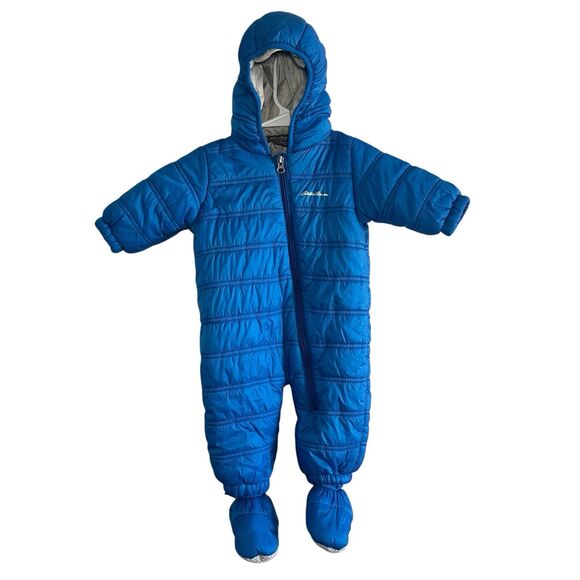 Eddie Bauer Winter Snowsuit Detachable Booties Waterproof Blue Infant Boys 6-9m - Picture 1 of 7
